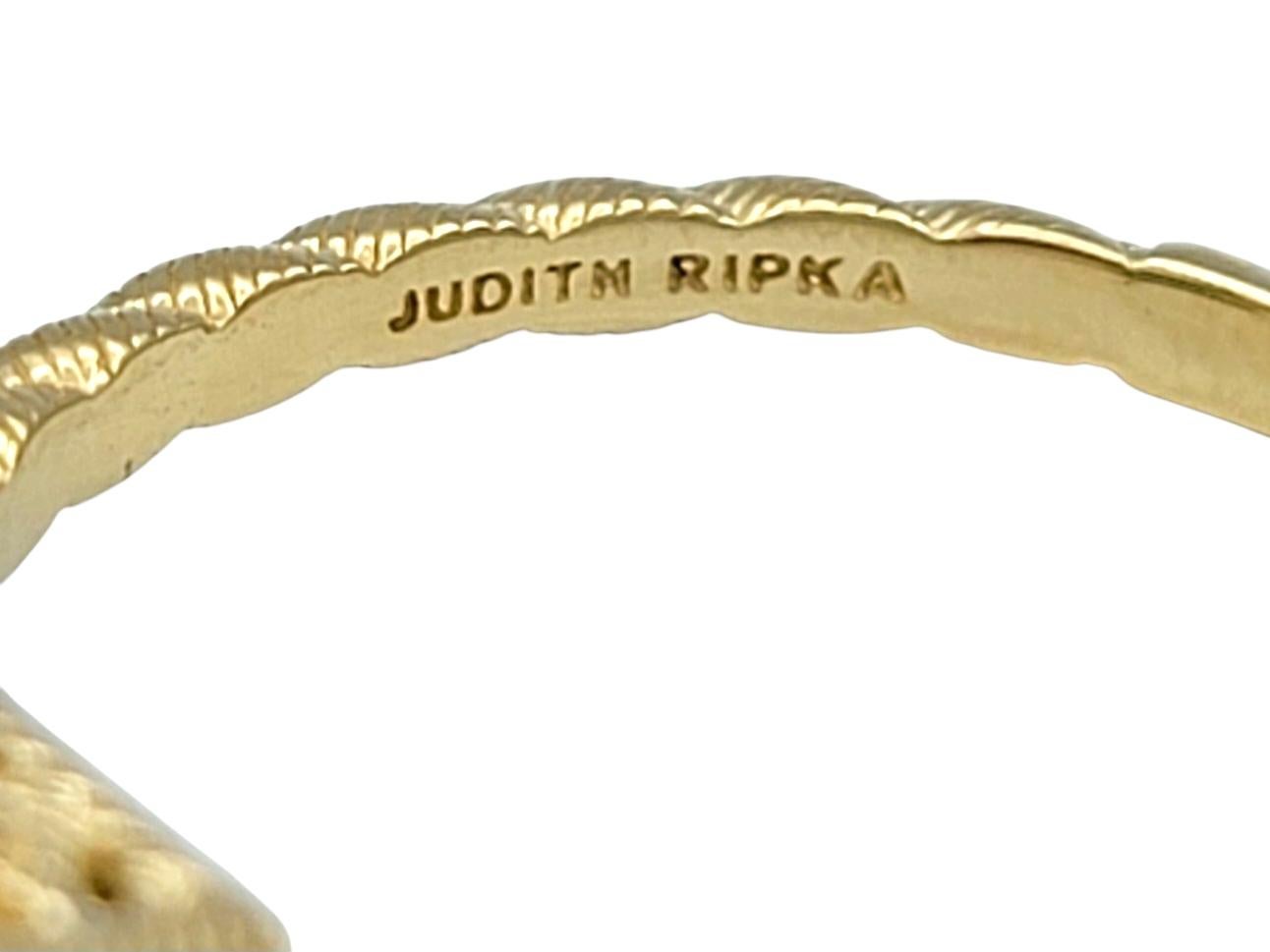 Judith Ripka, bague rectangulaire en or jaune 14 carats avec tourmaline verte taille coussin en vente 2