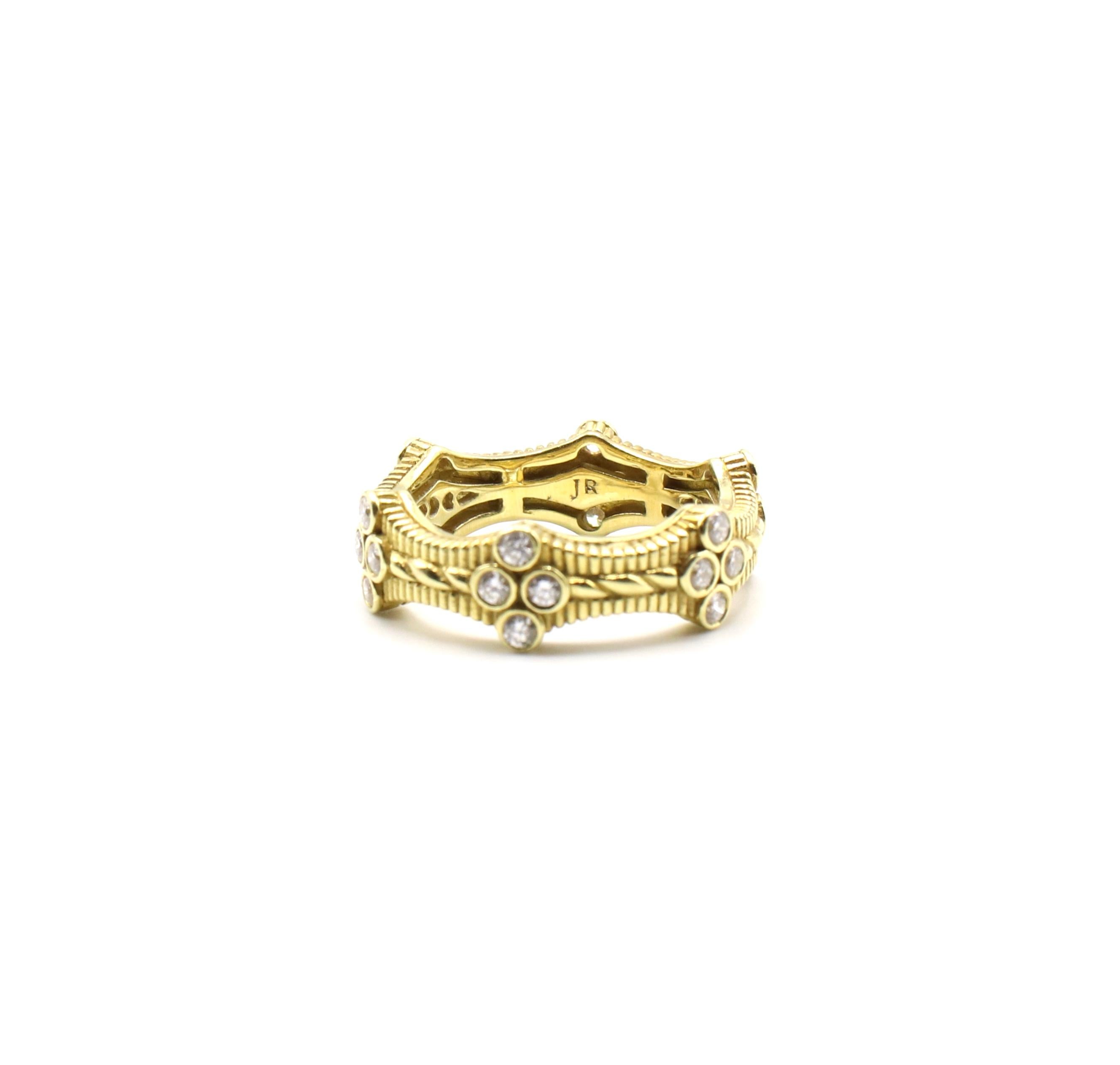 Modern Judith Ripka Romance 18 Karat Yellow Gold and Diamond Band Ring