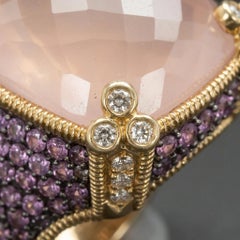 Judith Ripka Rose Quartz Pink Sapphire Diamond Cocktail Ring