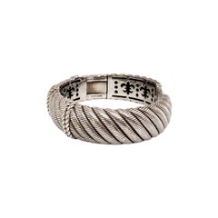 Judith Ripka S CZ Diamonique Manschettenarmband mit Scharnier und breiter Kabeldrehung #12821