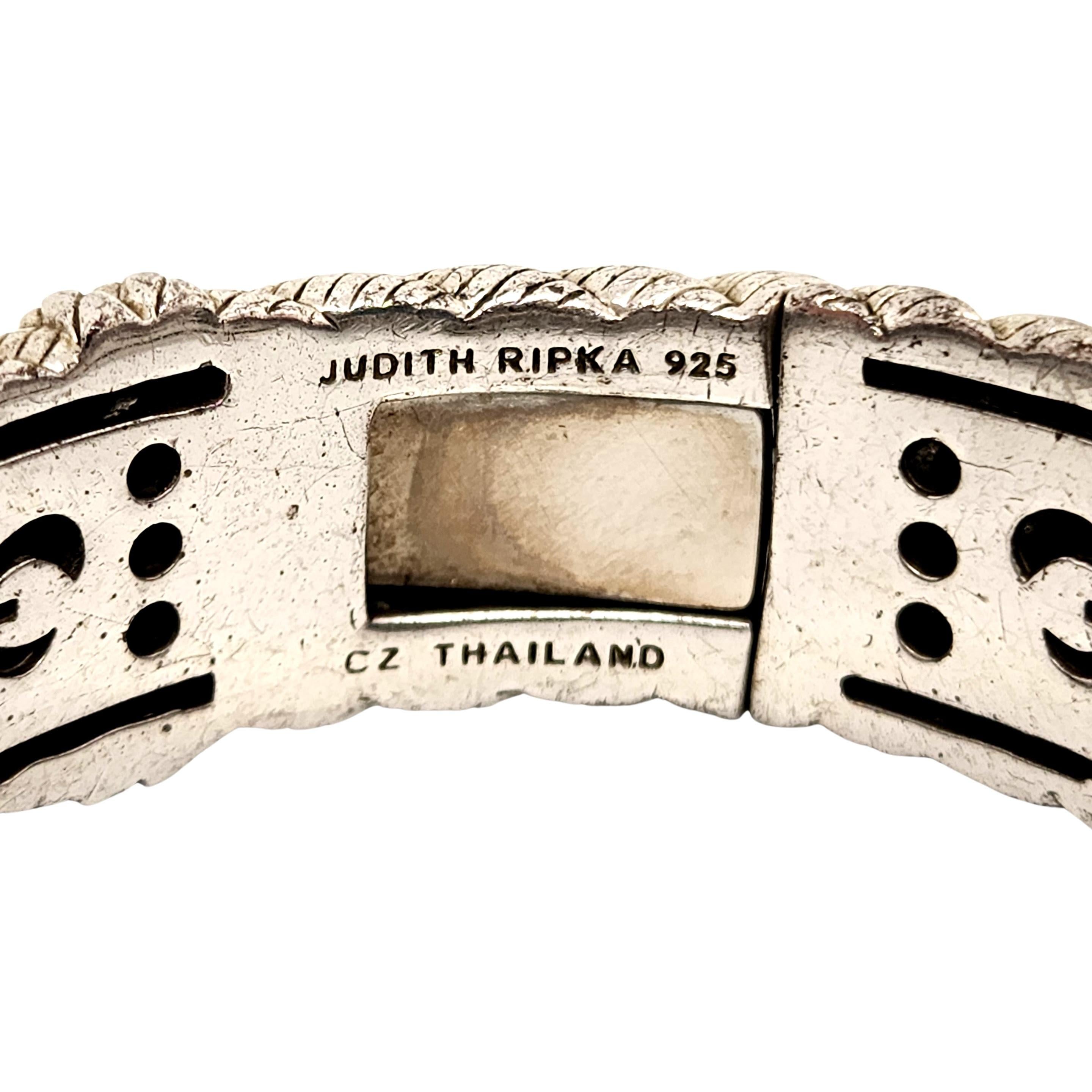 Judith Ripka S S CZ Diamonique Wide Cable Twist Hinged Cuff Bracelet #12821 For Sale 2