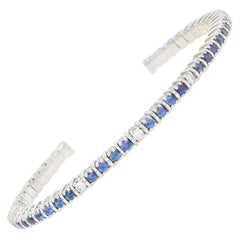 Judith Ripka Sapphire and Diamond Cuff Bracelet, 18K Gold Round Cut 4.48 Carat