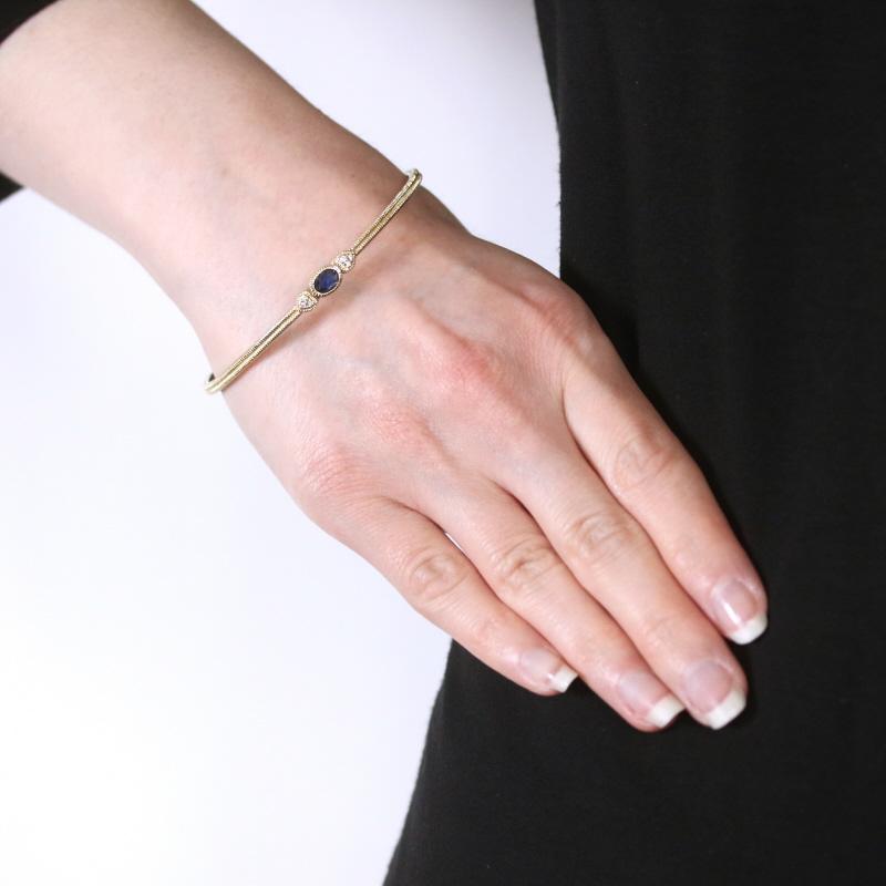 Oval Cut Judith Ripka Sapphire & Diamond Bangle Bracelet 7 3/4