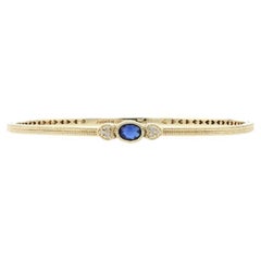 Judith Ripka Sapphire & Diamond Bangle Bracelet 7 3/4" Yellow Gold 14k .91ctw