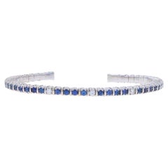 Judith Ripka Sapphire & Diamond Cuff Bracelet 6 1/4" White Gold 18k Rd 4.48ctw