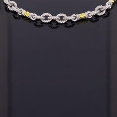 Judith Ripka Silver and Gold Twisted Link Chain Necklace with Diamond Clasp