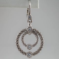 Judith Ripka Silver & Diamonique Double-Circle Dangle Earring ((Single Only))