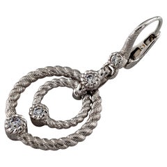 Judith Ripka Silver & Diamonique Double-Circle Dangle Earring ((Single Only))