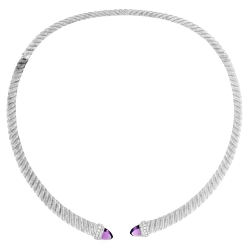 Judith Ripka Silver/Purple Textured With Amethyst Necklace For Sale