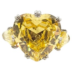 Judith Ripka Silber Ring mit einem herzförmigen gelben CZ, Größe 7, filigran