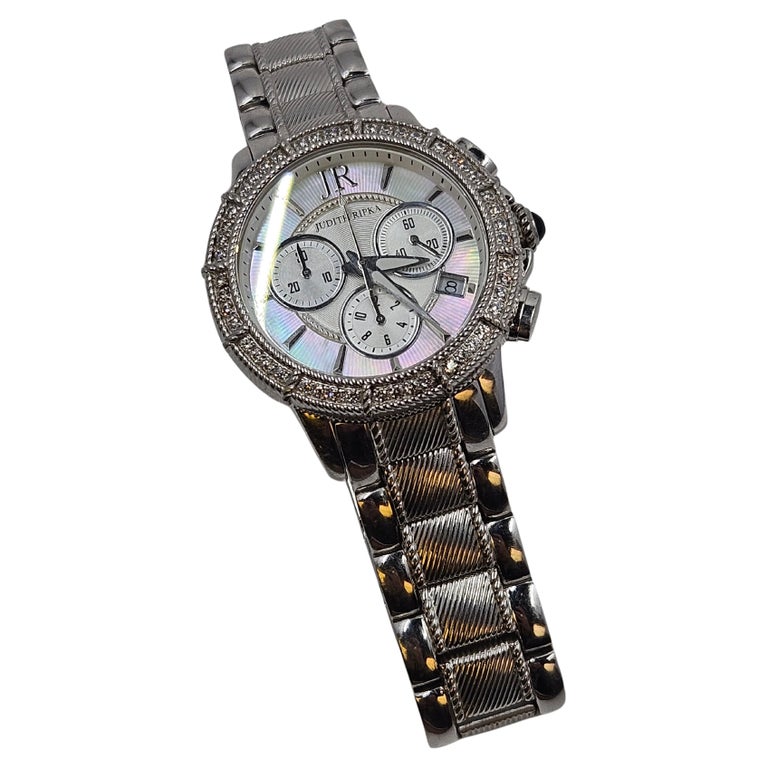 Women’s Judith Ripka Mother of Pearl Gold Tone Chronograph Watch Judith Ripka Mother-Of-Pearl Gold-Tone White Saffiano  main image 4