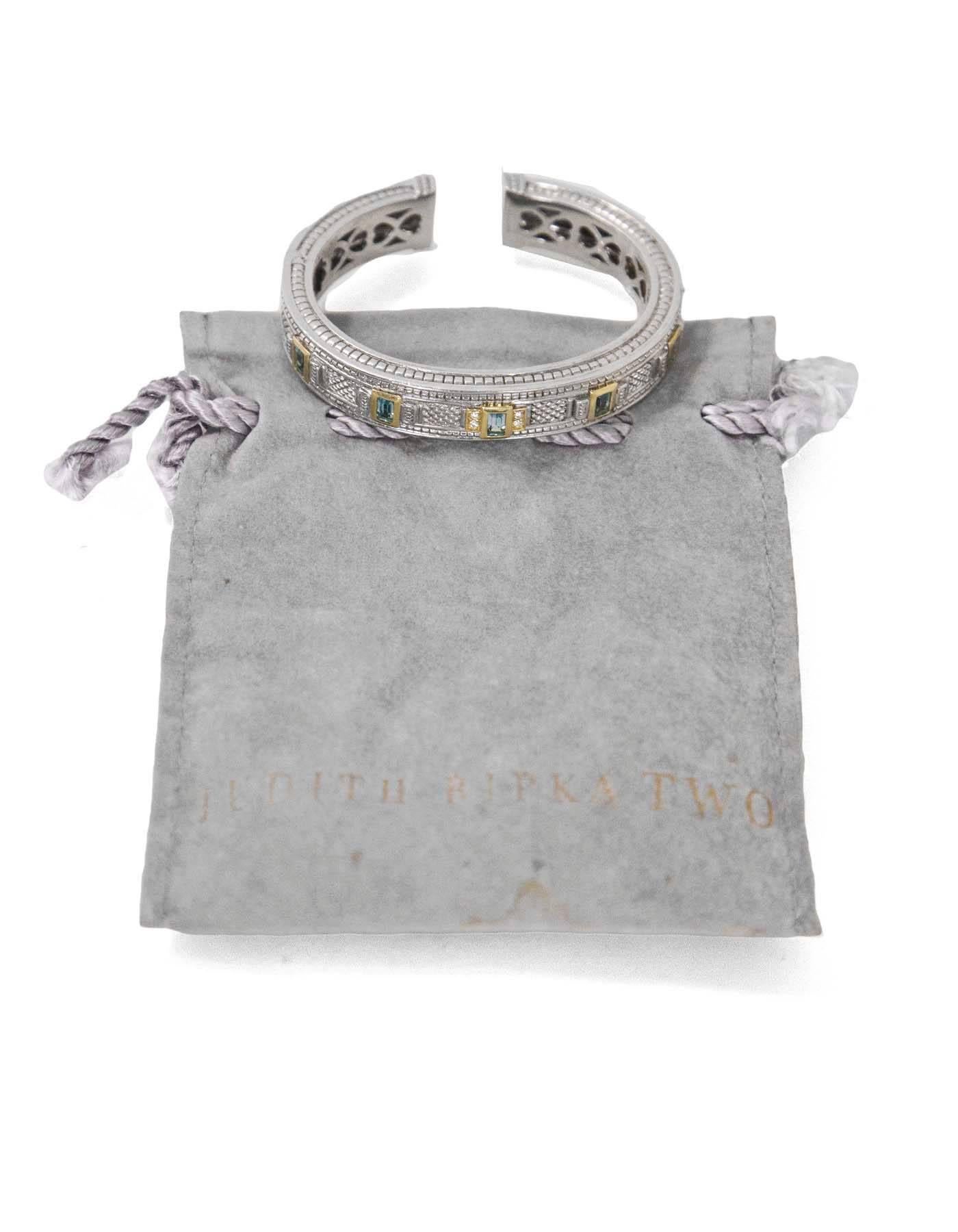 Judith Ripka Sterling & Gold Kick Cuff Bracelet with Dust Bag 2