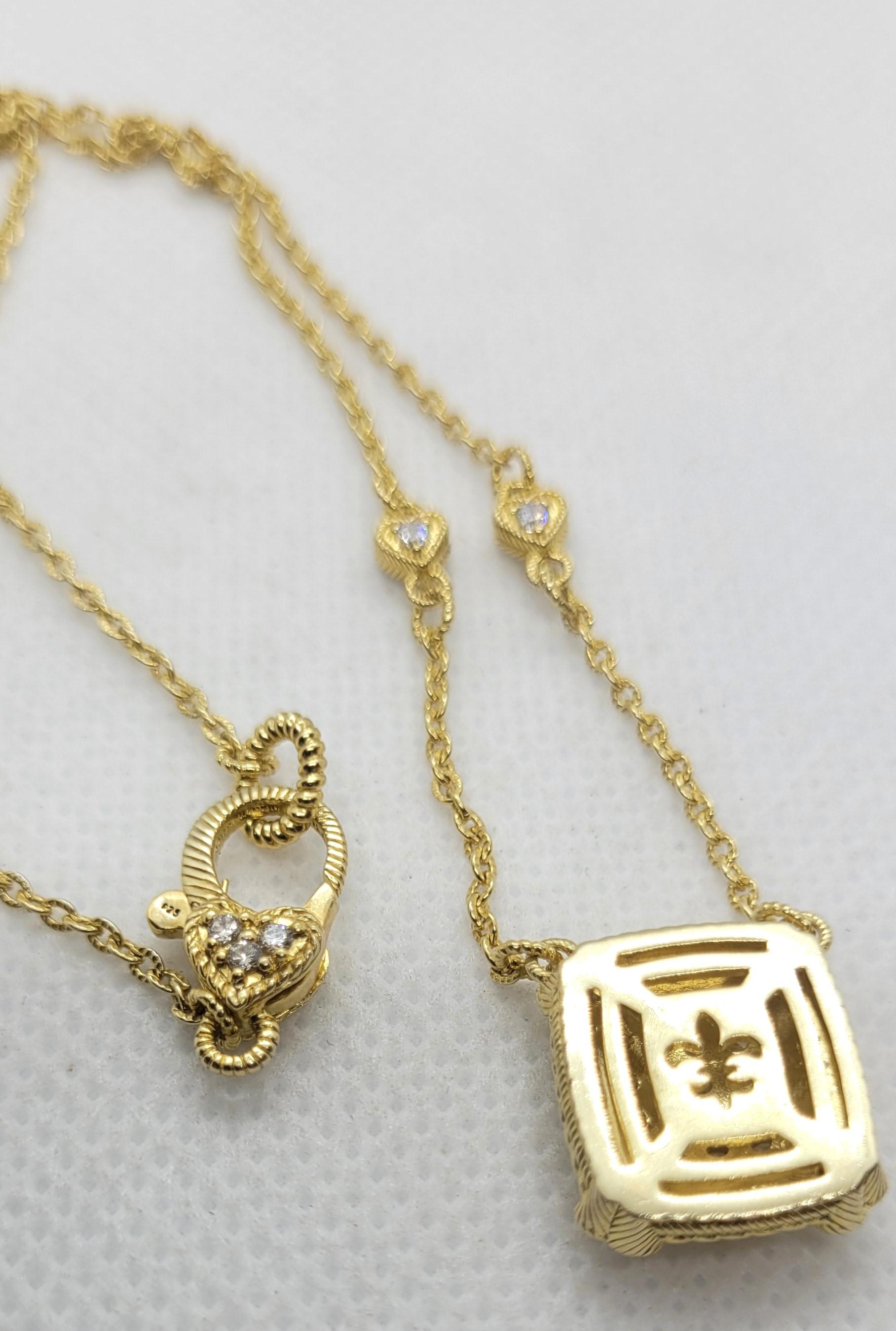 Moderno Judith Ripka, orecchini, collana e anello con cuore in oro Sterling Vermeil CZ Set in vendita