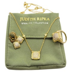 Judith Ripka Sterling Gold Vermeil CZ Set Ohrringe, Halskette & Ring Herz Design