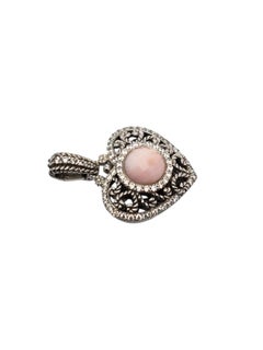 Judith Ripka Sterling Silver Agate & CZ Heart Pendant #18711