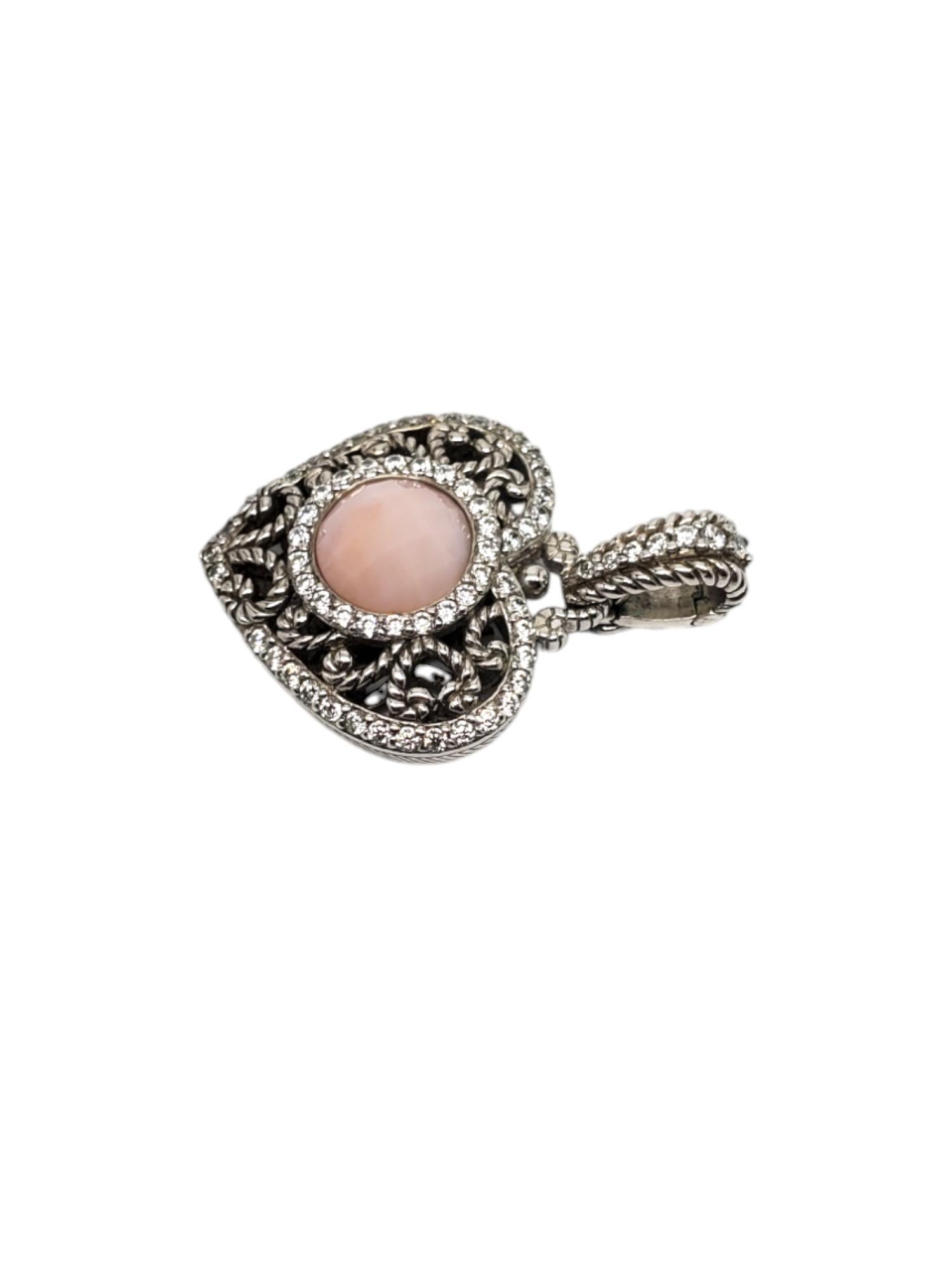 Judith Ripka Ciondolo con cuore in agata e CZ in argento sterling #18711 In condizioni buone in vendita a Washington Depot, CT