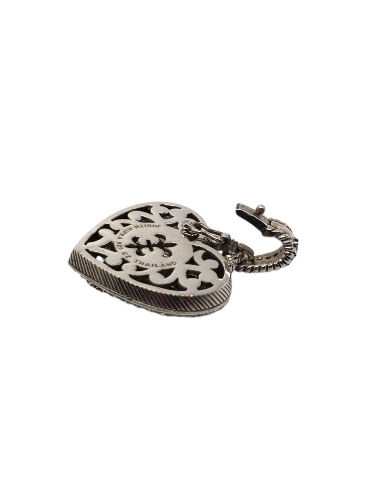 Donna Judith Ripka Ciondolo con cuore in agata e CZ in argento sterling #18711 in vendita