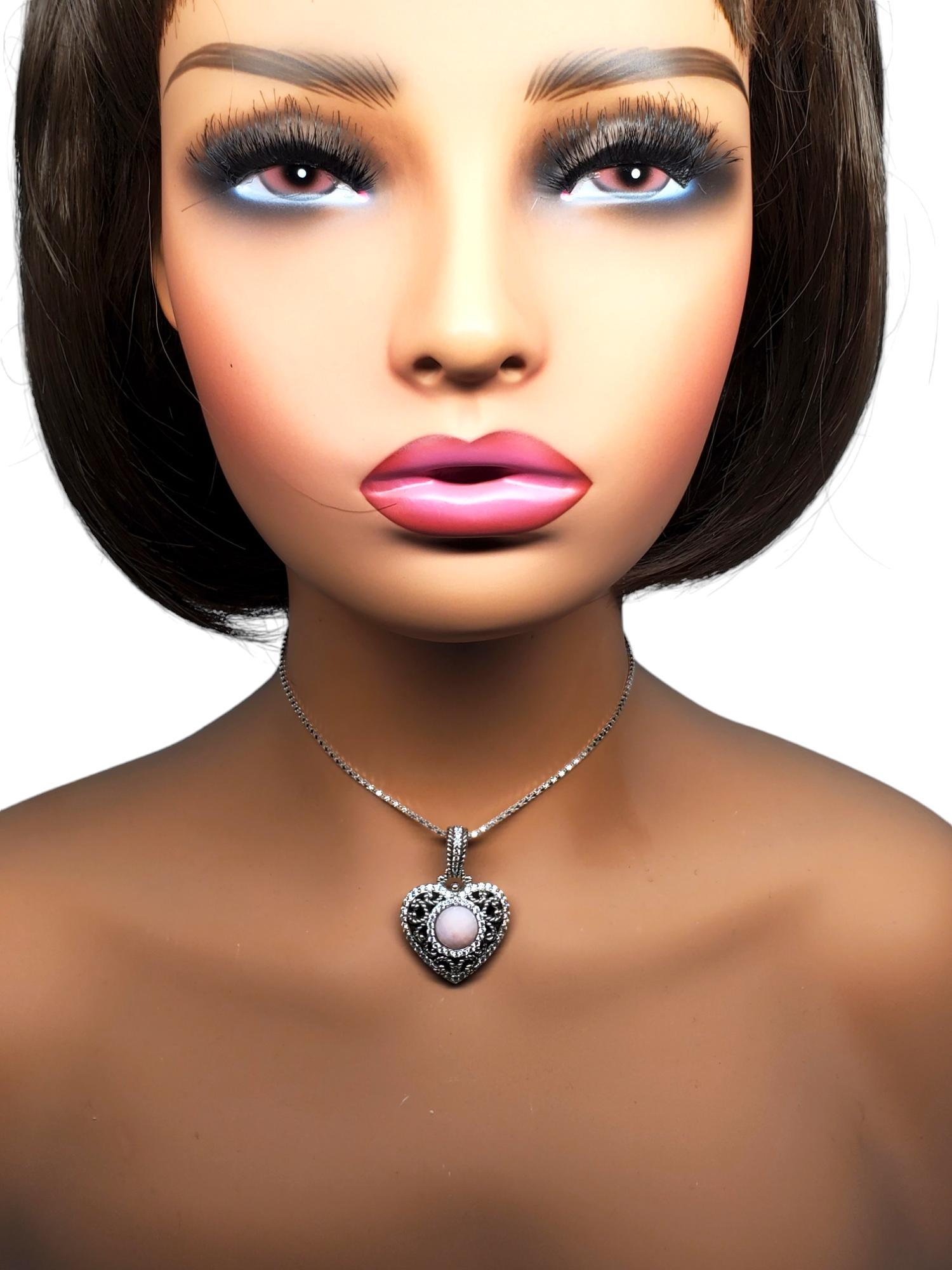 Judith Ripka Ciondolo con cuore in agata e CZ in argento sterling #18711 in vendita 2