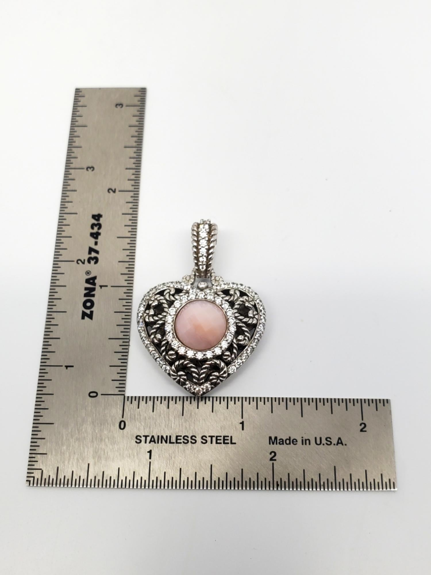Judith Ripka Ciondolo con cuore in agata e CZ in argento sterling #18711 in vendita 3