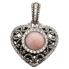Judith Ripka Sterling Silver Agate & CZ Heart Pendant #18711