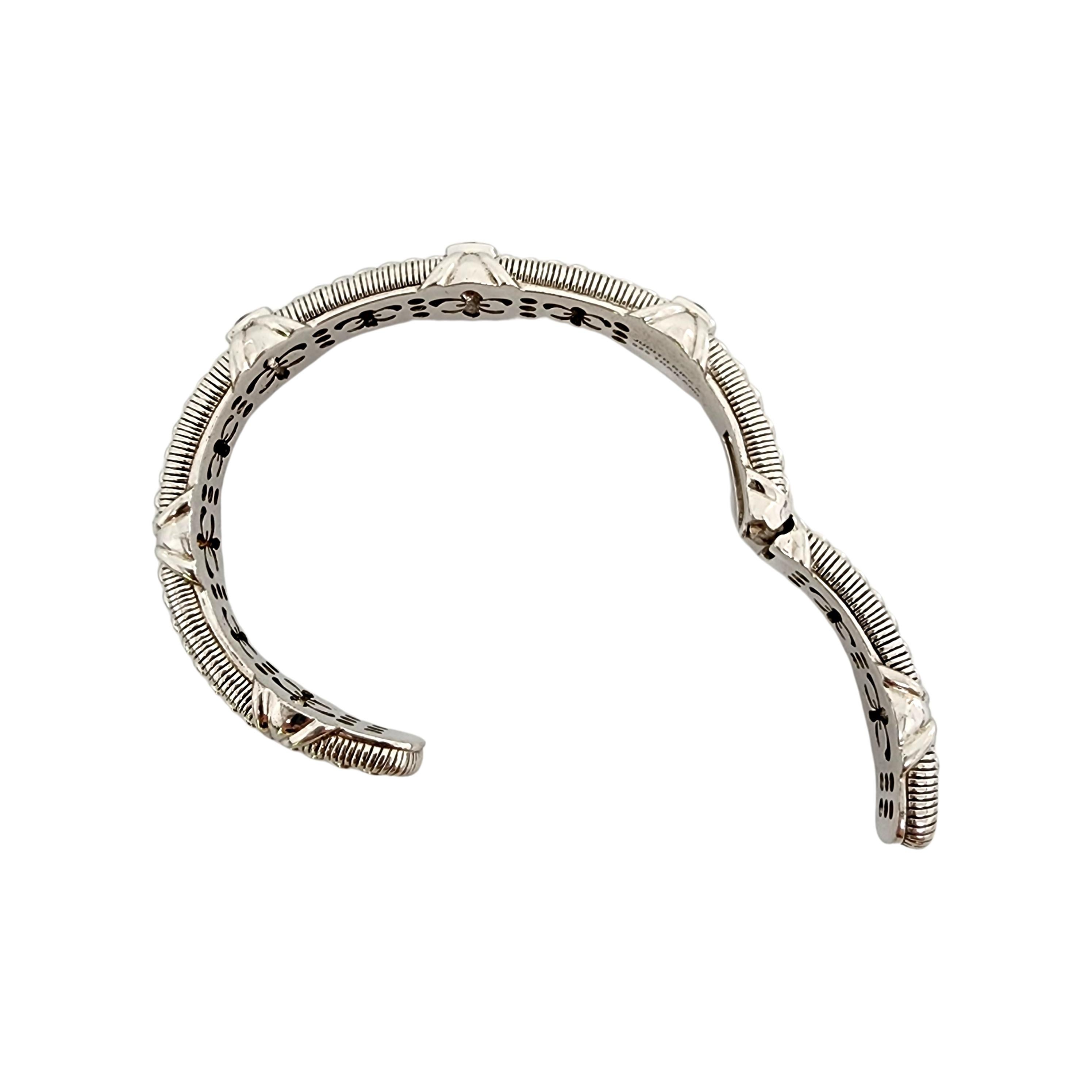 Judith Ripka Sterling Silver Amethyst Hinged Cuff Bracelet #12819 For Sale 1