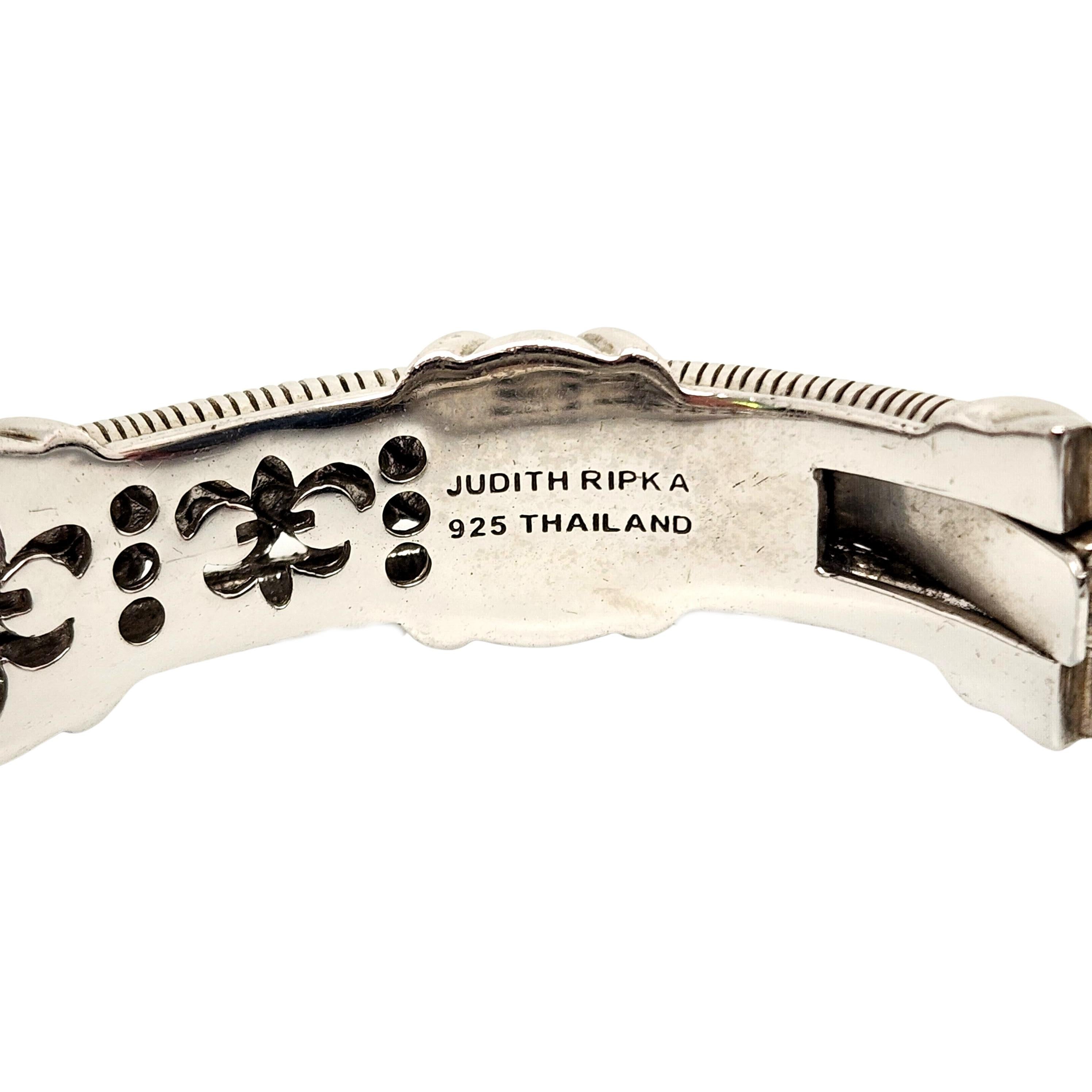 Judith Ripka Sterling Silver Amethyst Hinged Cuff Bracelet #12819 For Sale 4