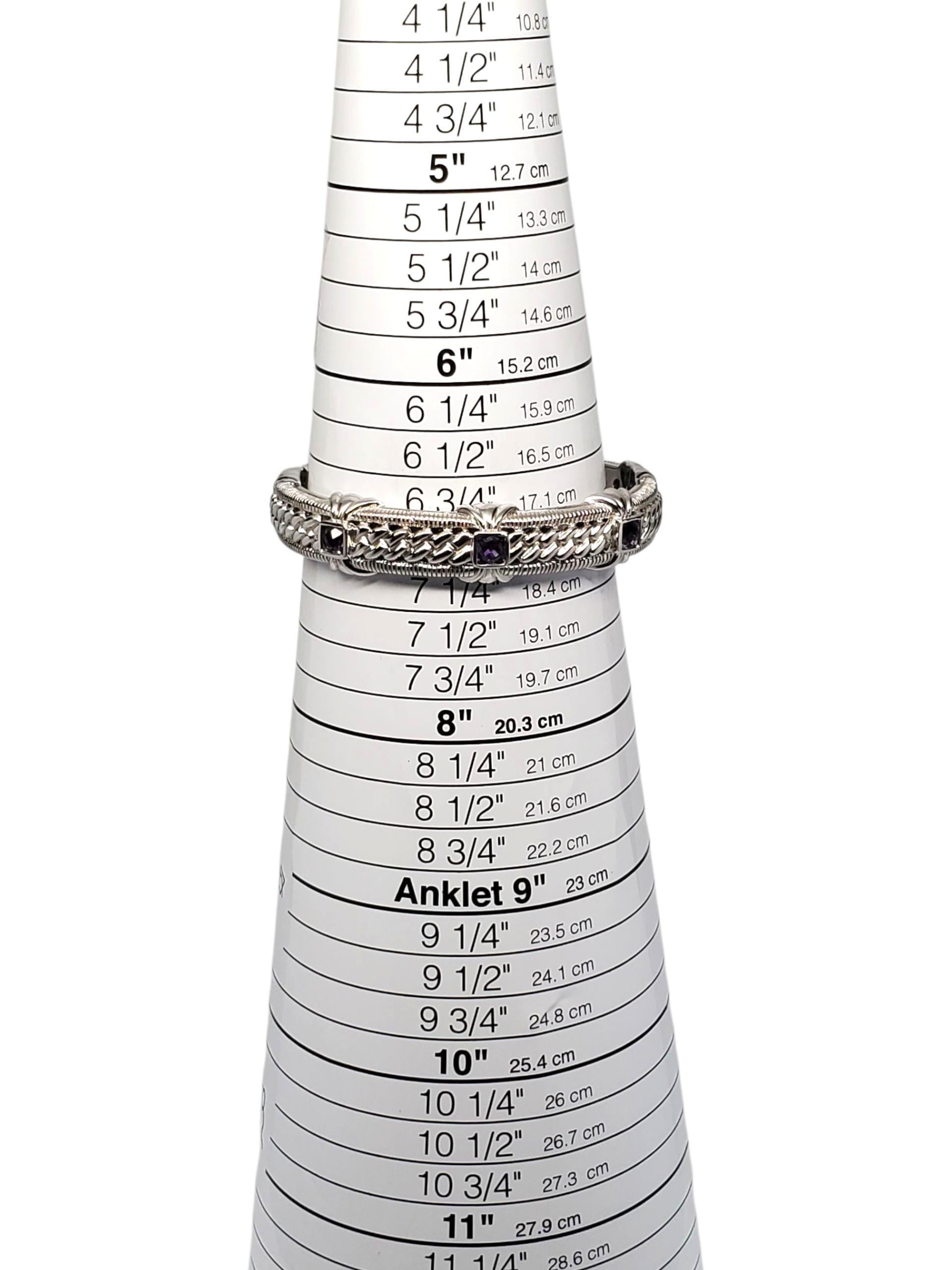 Judith Ripka Argent Sterling Améthyste  Bracelet manchette à charnière #22425 Pour femmes en vente