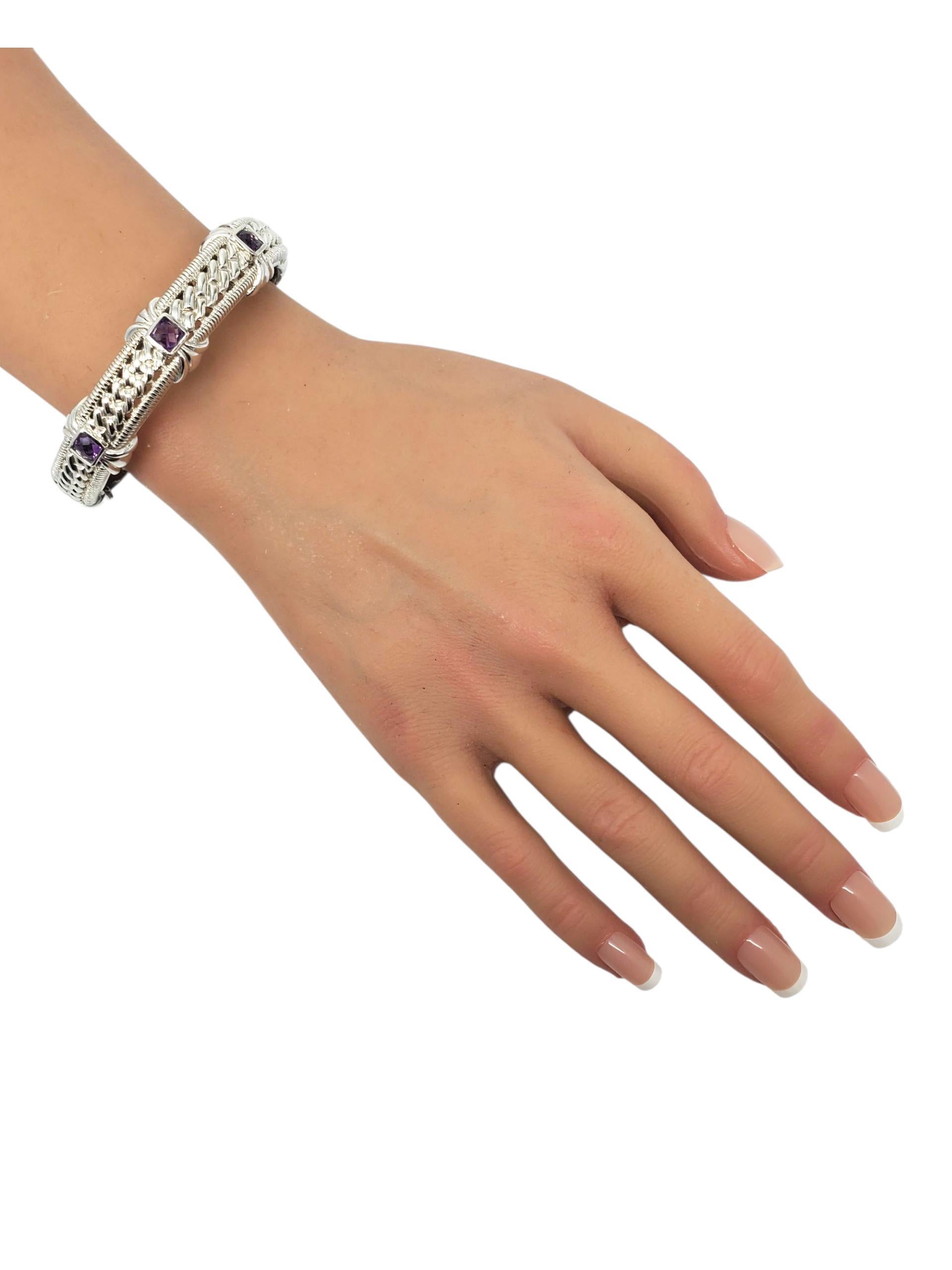 Judith Ripka Argent Sterling Améthyste  Bracelet manchette à charnière #22425 en vente 2