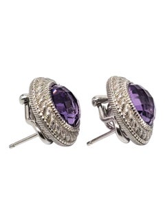 Judith Ripka Sterling Silver Amethyst Rope Drop Earrings #24195