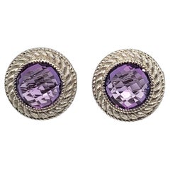 Judith Ripka Sterling Silver Amethyst Rope Drop Earrings #24195
