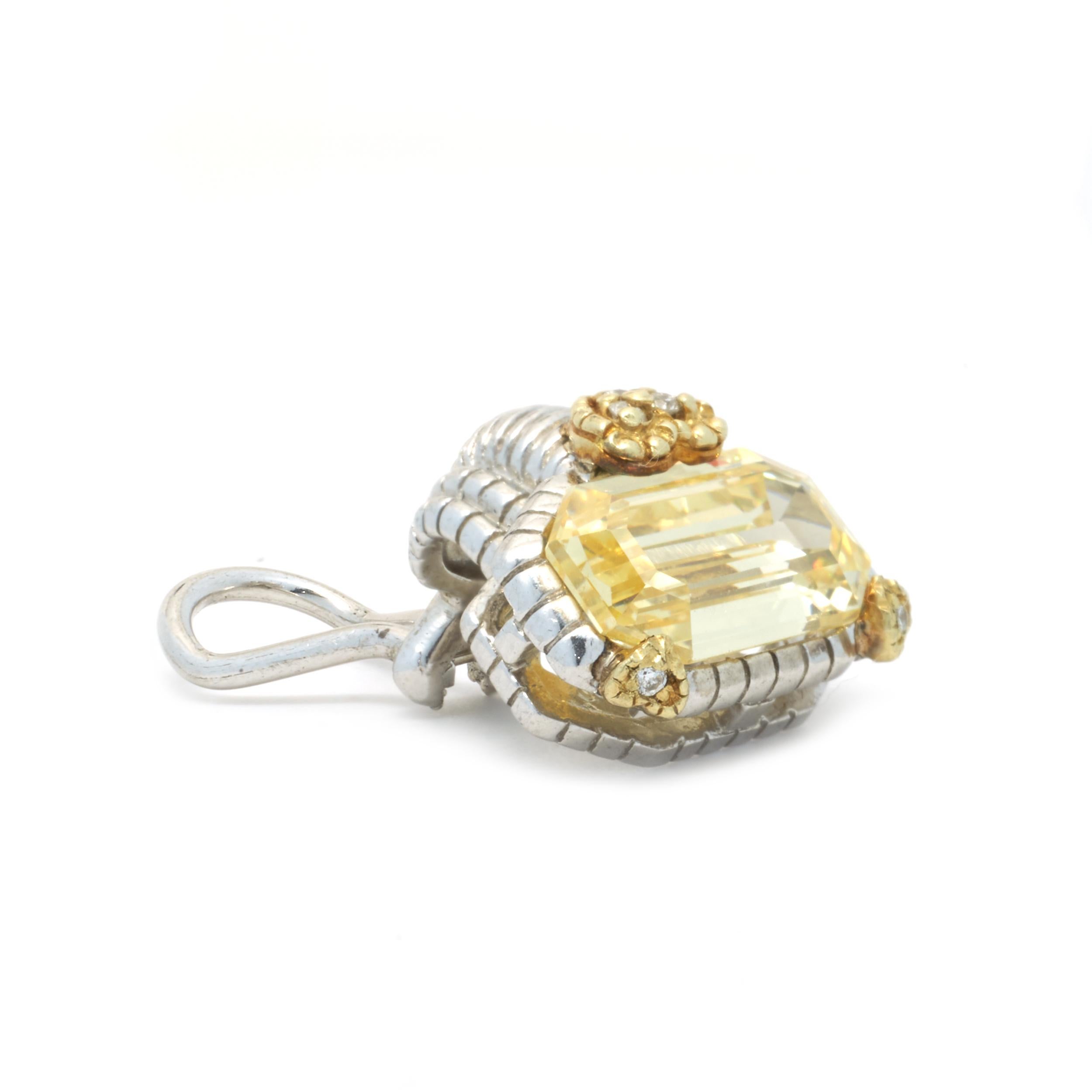 Designer: Judith Ripka
Material: 18k yellow gold & sterling silver
Diamonds: 10 round cut = .10cttw
Color: G
Clarity: SI1
Dimensions: earrings measure 14.3 X 14.40mm
Weight: 9.18 grams

