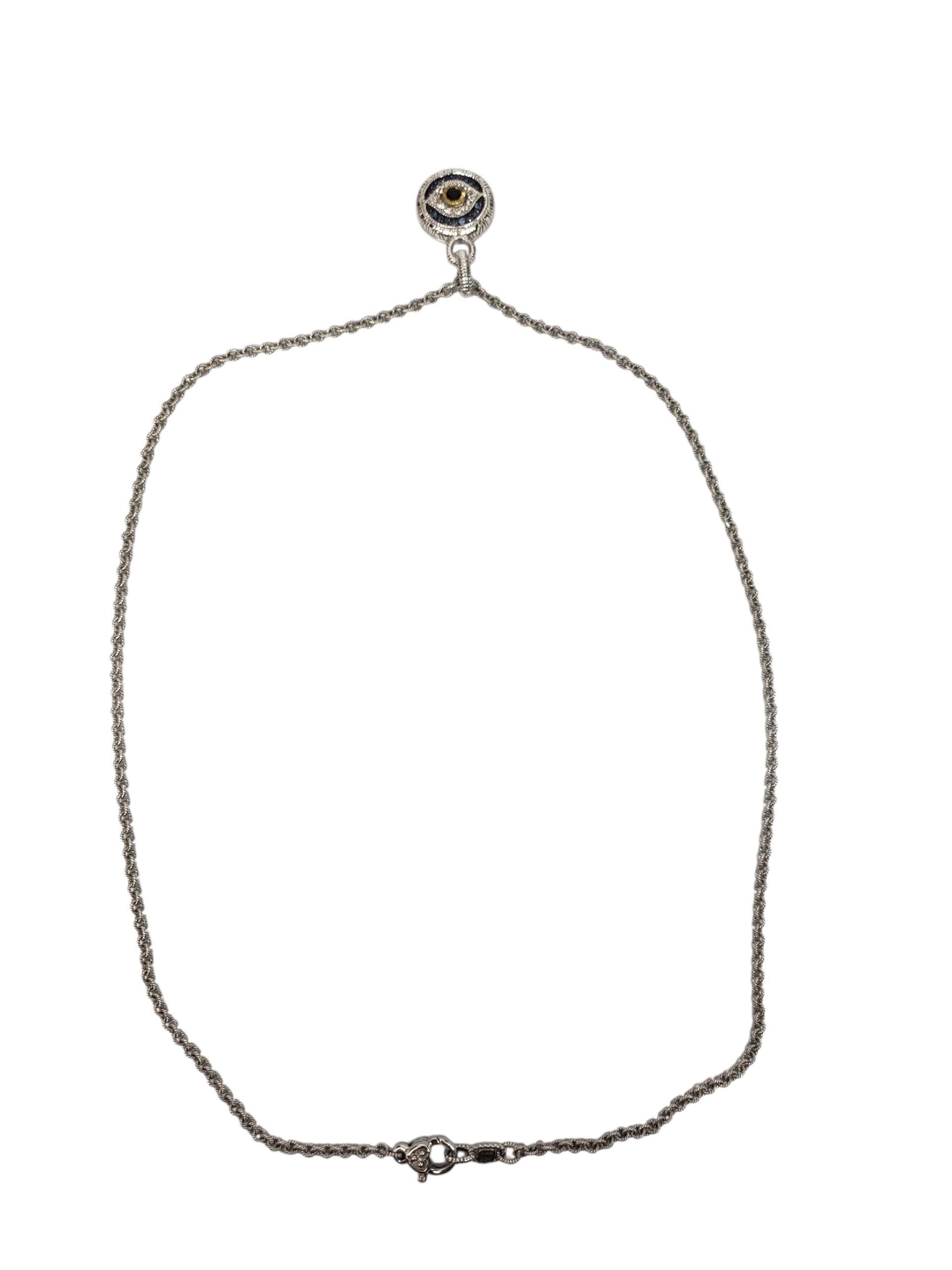 Judith Ripka Collana con ciondolo a forma di malocchio in argento e oro 18 carati #22615 In condizioni buone in vendita a Washington Depot, CT