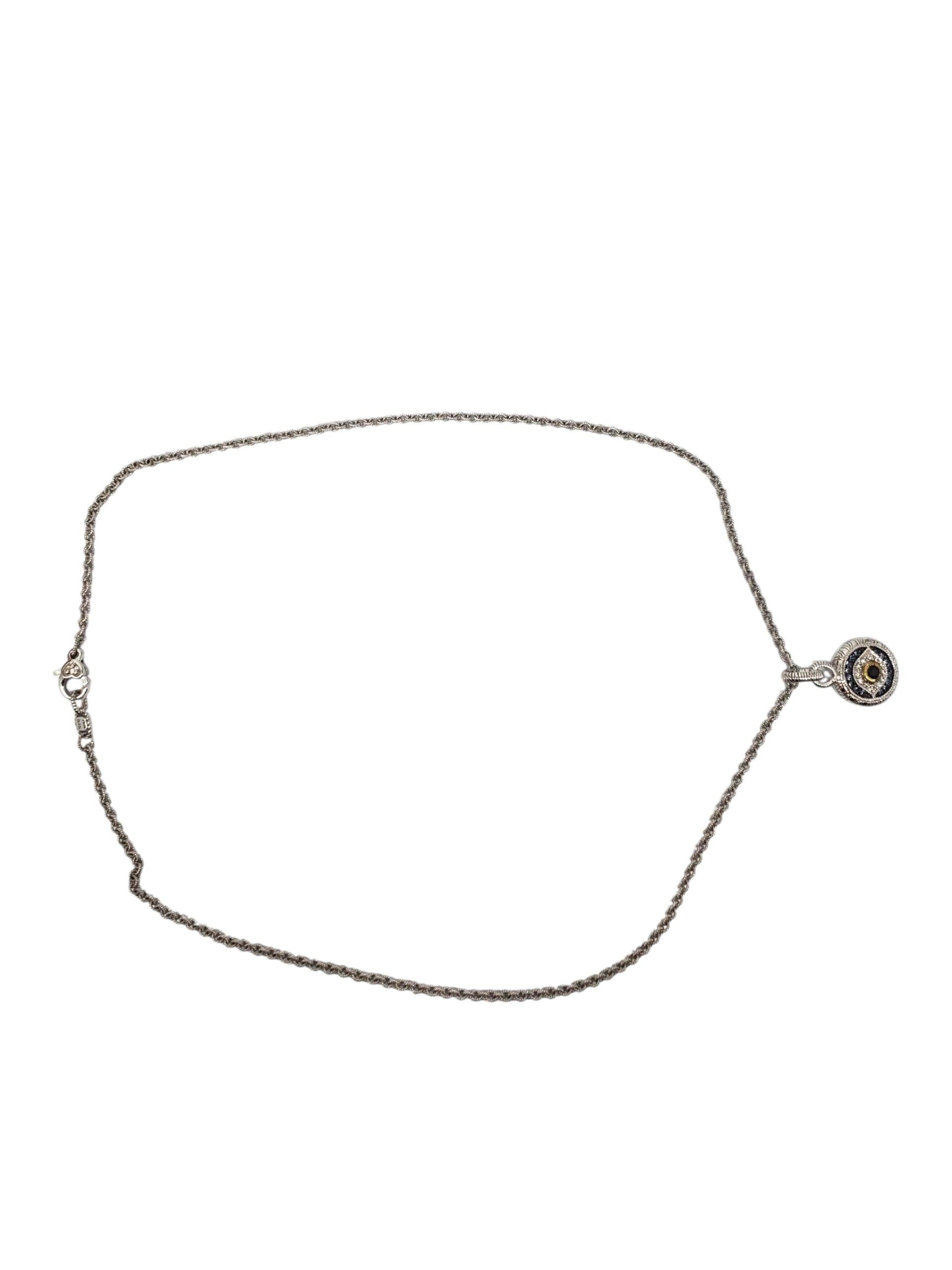 Donna Judith Ripka Collana con ciondolo a forma di malocchio in argento e oro 18 carati #22615 in vendita