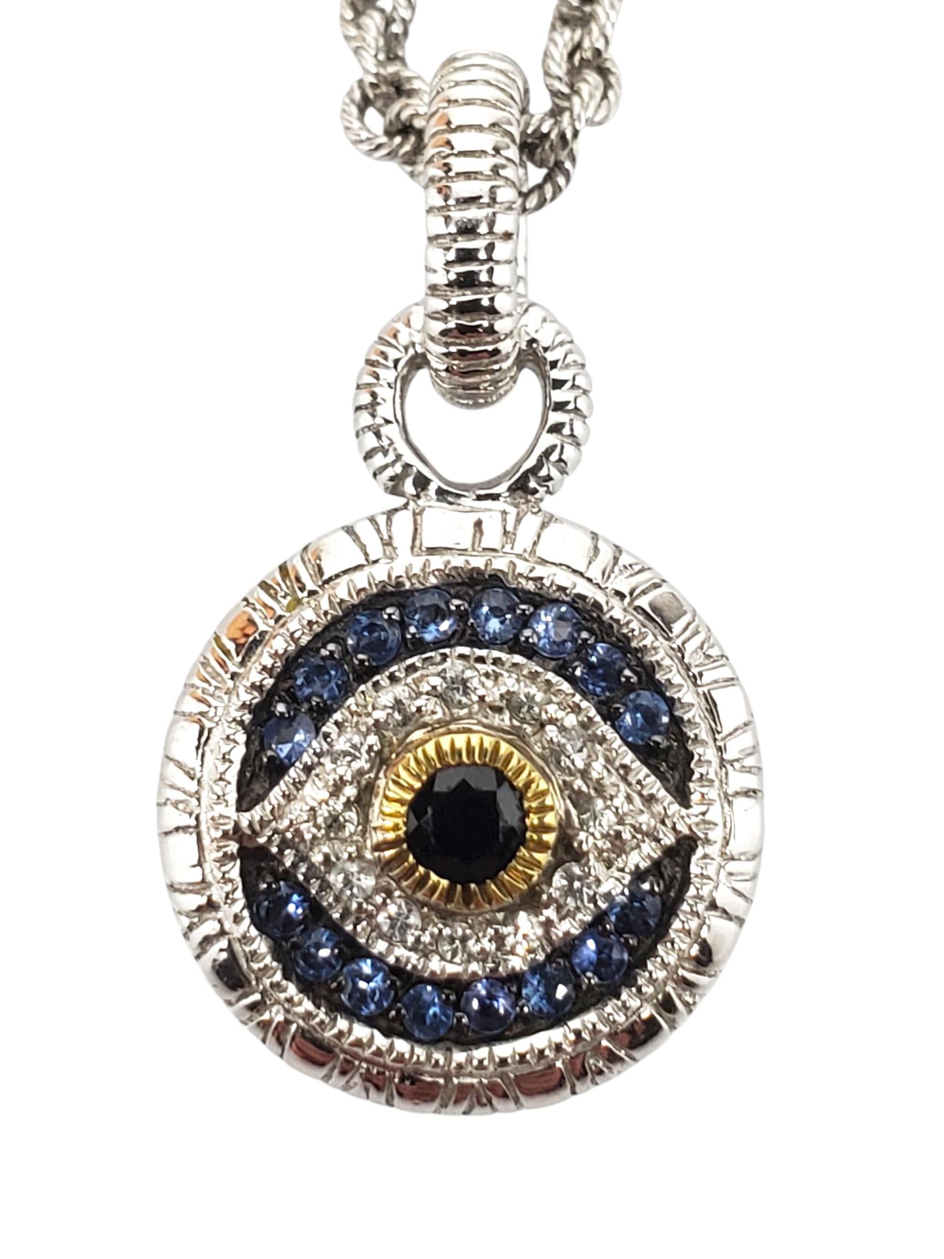 Judith Ripka Collana con ciondolo a forma di malocchio in argento e oro 18 carati #22615 in vendita 1