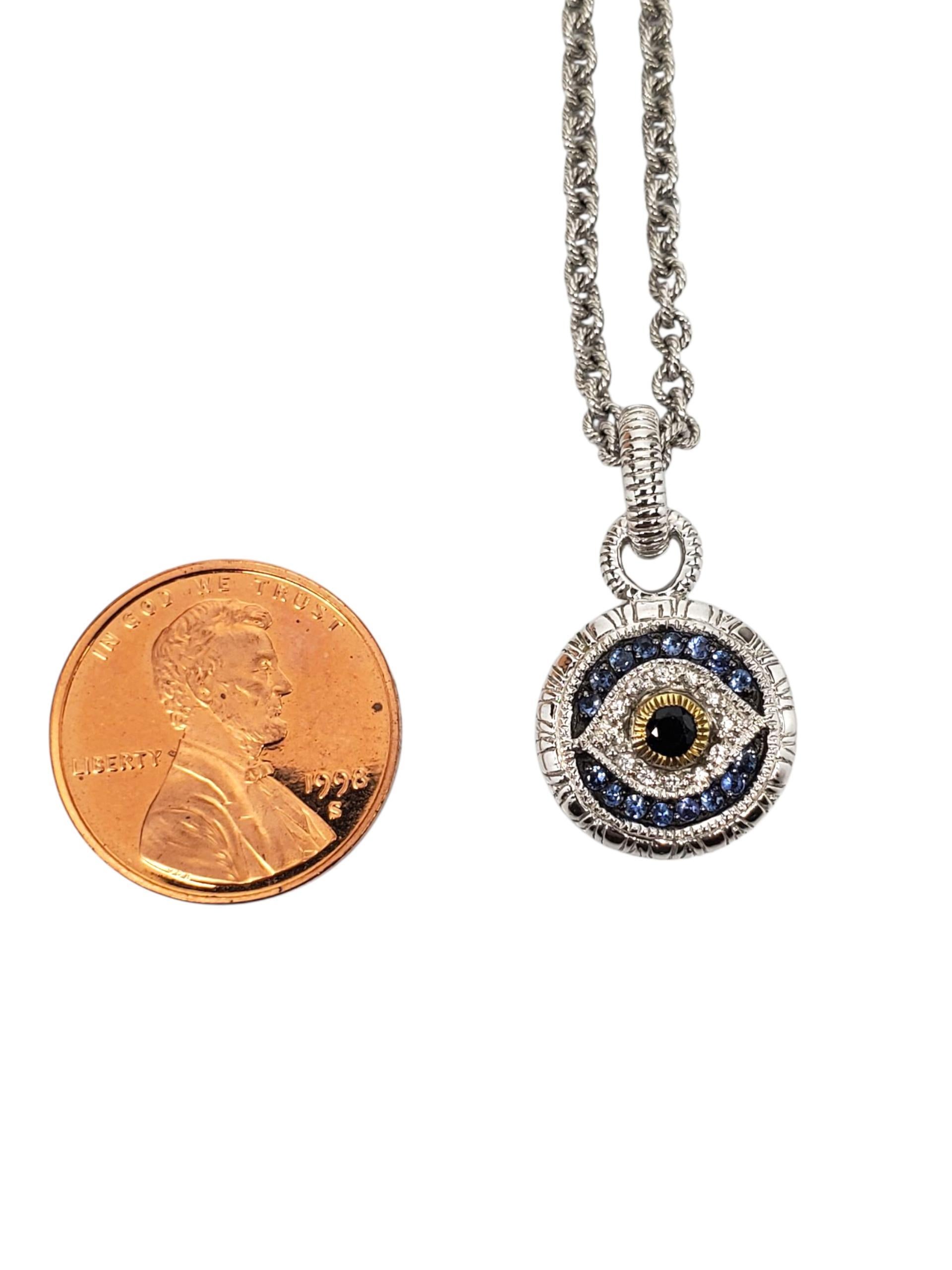 Judith Ripka Collana con ciondolo a forma di malocchio in argento e oro 18 carati #22615 in vendita 4