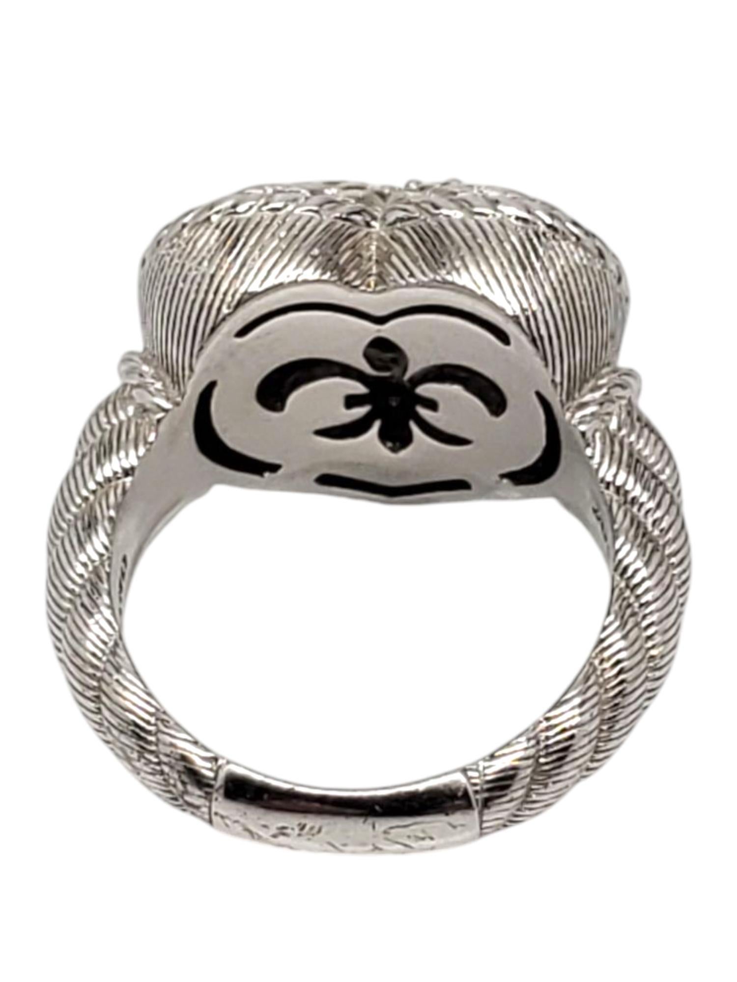 Judith Ripka Sterling Silver and  Gold Tone CZ Pave Heart Ring Size 7 #21041 In Good Condition For Sale In Washington Depot, CT