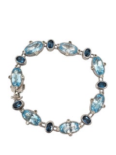 Judith Ripka Bracciale A Link in Argento Blu con CZ #23396