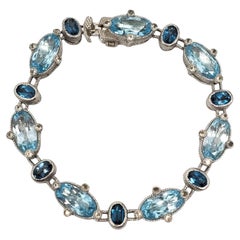 Judith Ripka Sterling Silver Blue CZ Link Bracelet #23396 Judith Ripka Sterling Silver Blue CZ Link Bracelet #23396