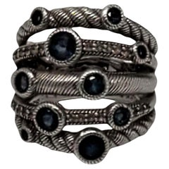 Judith Ripka, anello in argento sterling con CZ blu, misura 6 #23437