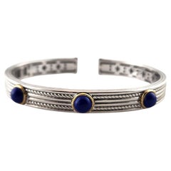 Judith Ripka Sterling Silver Blue Gem Cuff Bracelet #18598