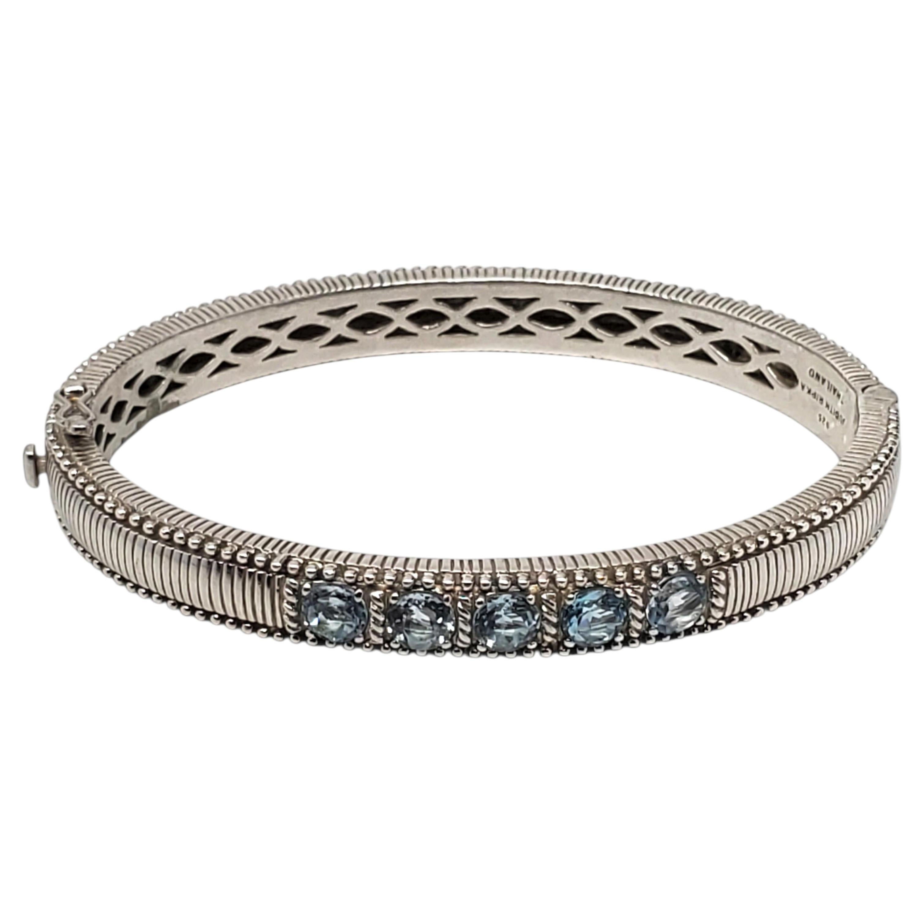 Judith Ripka Sterling Silver Blue Topaz Bangle Bracelet #24104