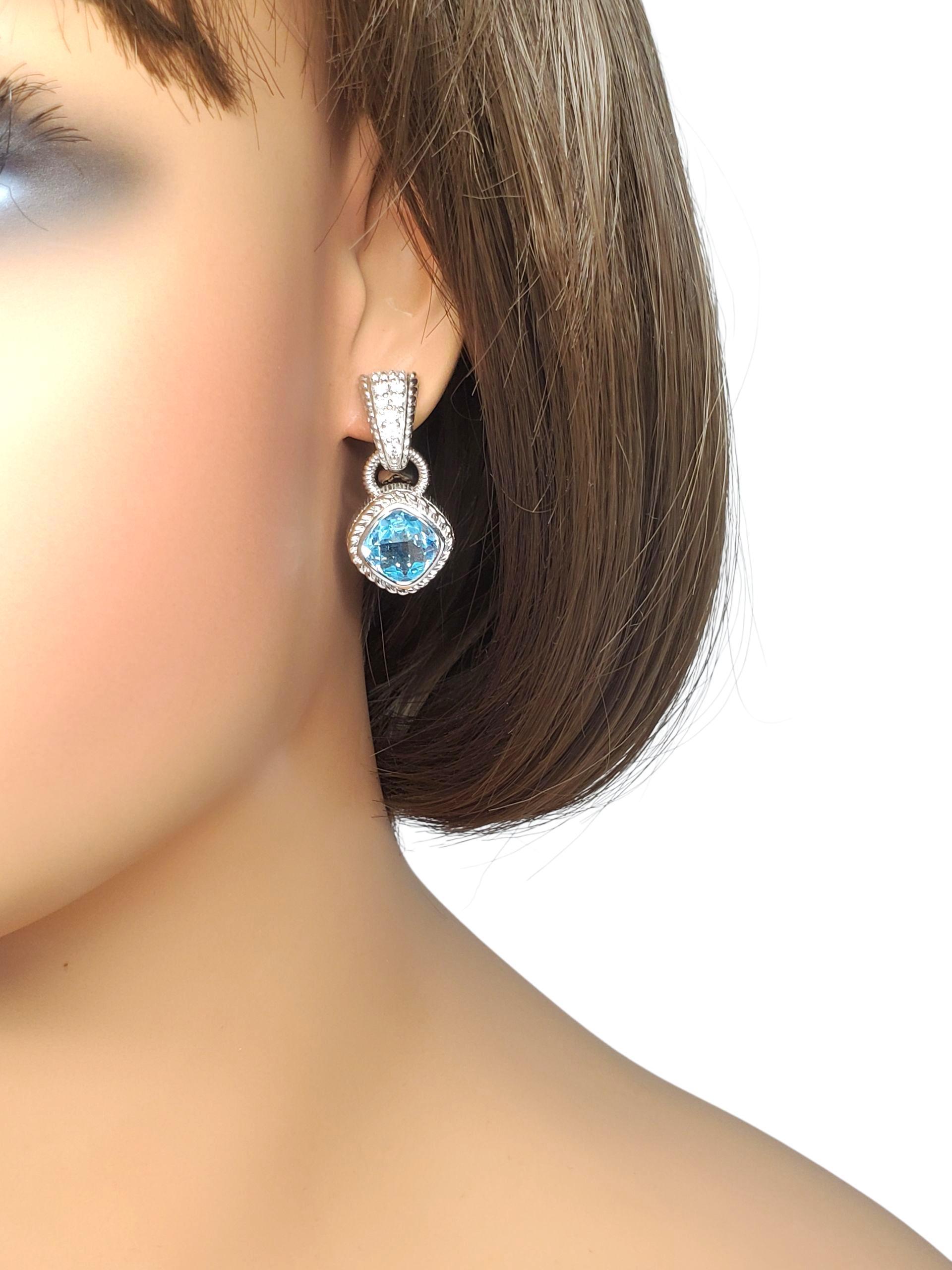 Judith Ripka - Orecchini in argento con topazio blu e CZ #22463 in vendita 1