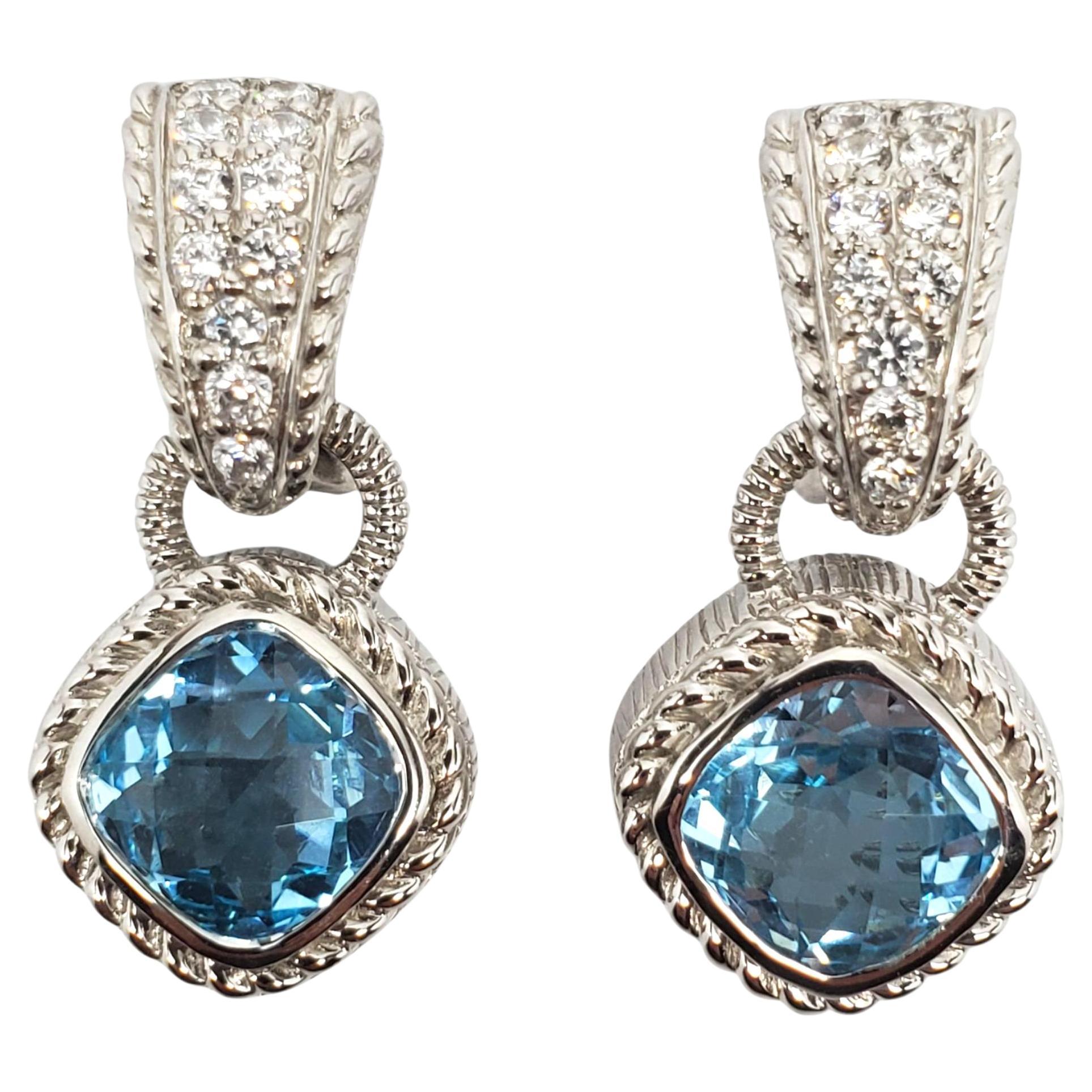 Judith Ripka - Orecchini in argento con topazio blu e CZ #22463