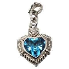 Judith Ripka in argento sterling, Topazio blu e ciondolo a forma di cuore #18708