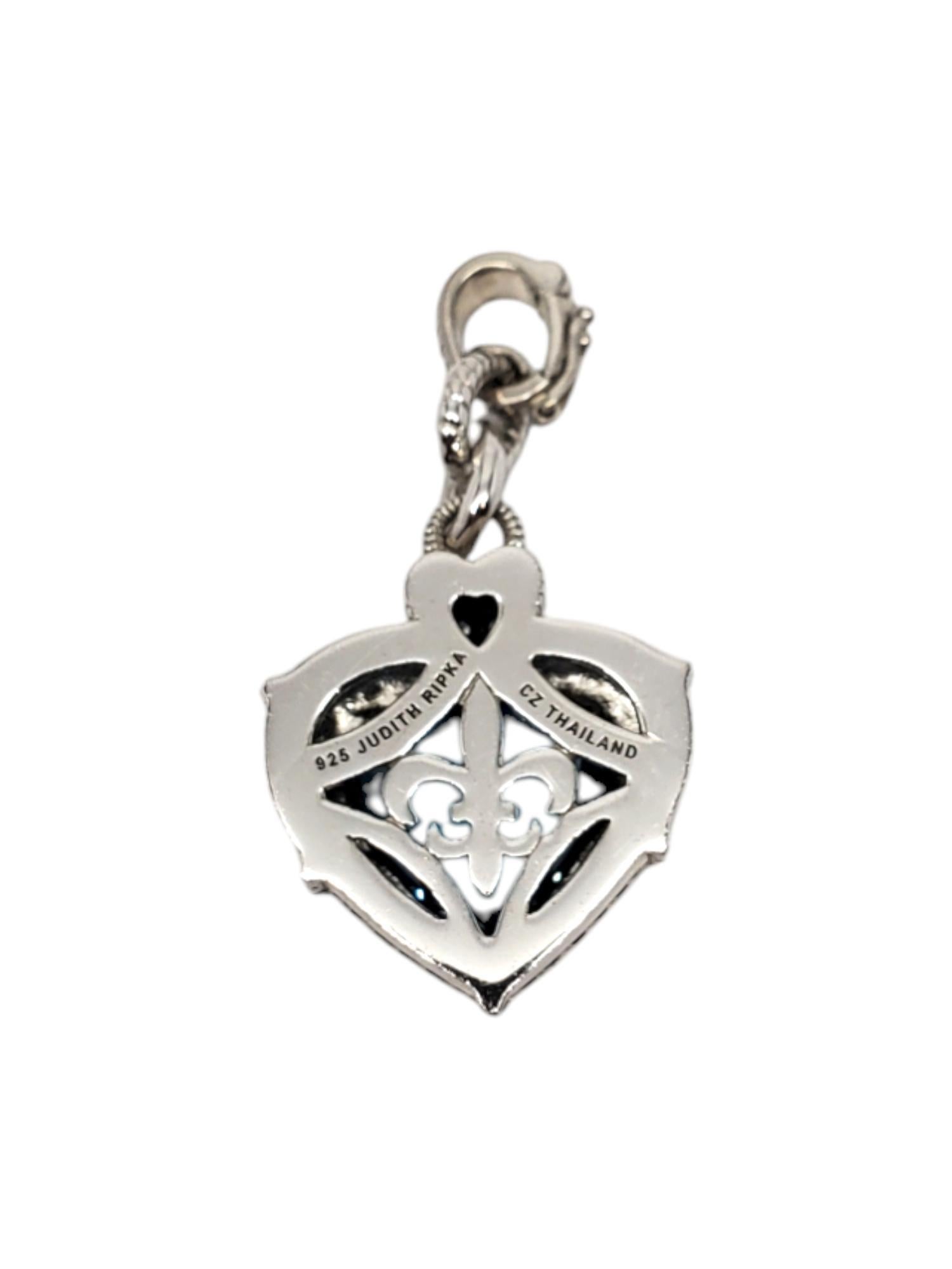 Heart Cut Judith Ripka Sterling Silver Blue Topaz & CZ Heart Pendant Enhancer # 19587