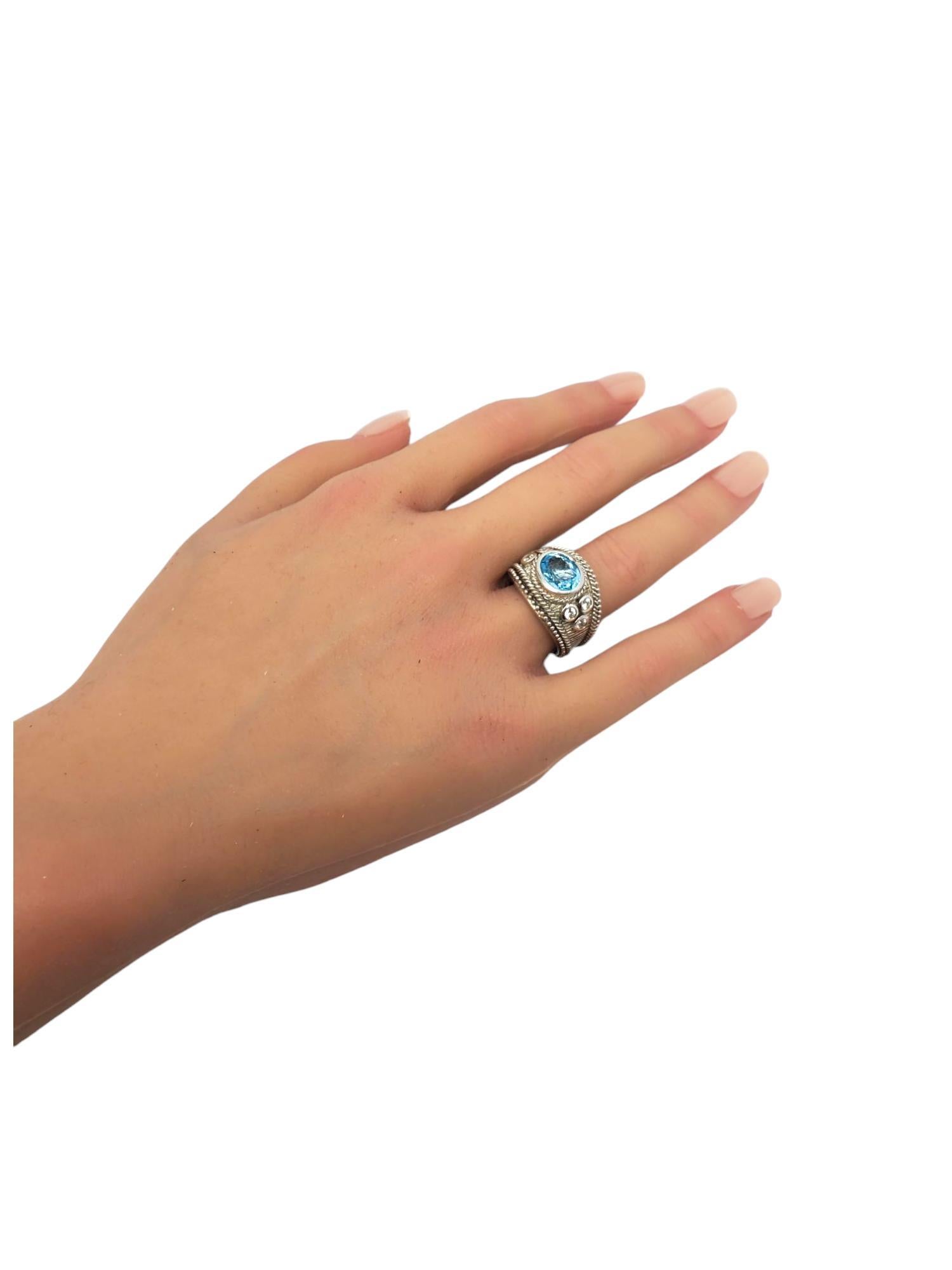 Judith Ripka Sterling Silver Blue Topaz CZ Signet Ring Size 7 #21002 For Sale 5