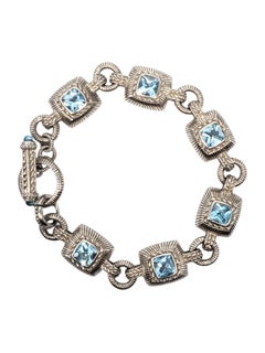 Judith Ripka Bracciale A Link in Argento Blu Topazio #24084