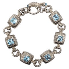 Judith Ripka Bracciale A Link in Argento Blu Topazio #24084