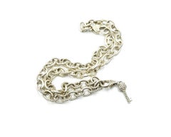 Judith Ripka Sterling Silver Cable Collection Necklace with Diamonique Key