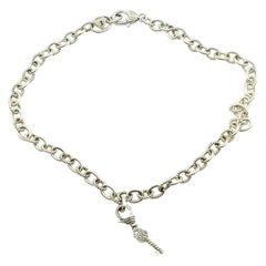Judith Ripka Sterling Silver Cable Collection Necklace with Diamonique Key